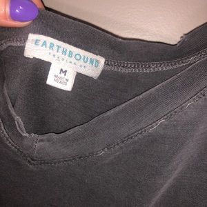 EARTHBOUND-Off Shoulder grey Shirt